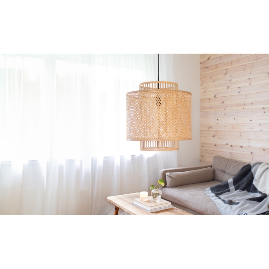 Markslöjd 108675 - Lestenec na vrvici STRATI 1xE27/40W/230V bež/bambus