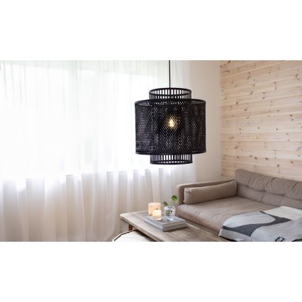 Markslöjd 108676 - Lestenec na vrvici STRATI 1xE27/40W/230V črna/bambus