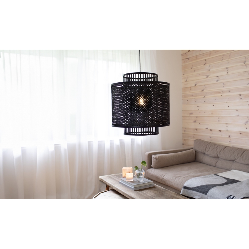 Markslöjd 108676 - Lestenec na vrvici STRATI 1xE27/40W/230V črna/bambus
