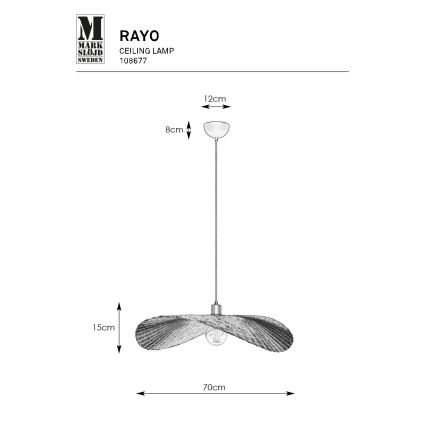 Markslöjd 108677 - Lestenec na vrvici RAYO 1xE27/40W/230V bež/bambus