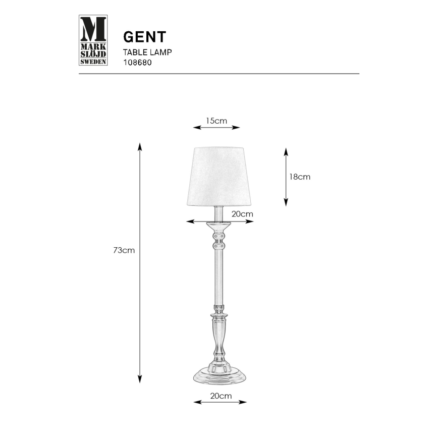 Markslöjd 108680 - Namizna svetilka GENT 1xE27/40W/230V mat krom/črna/bela