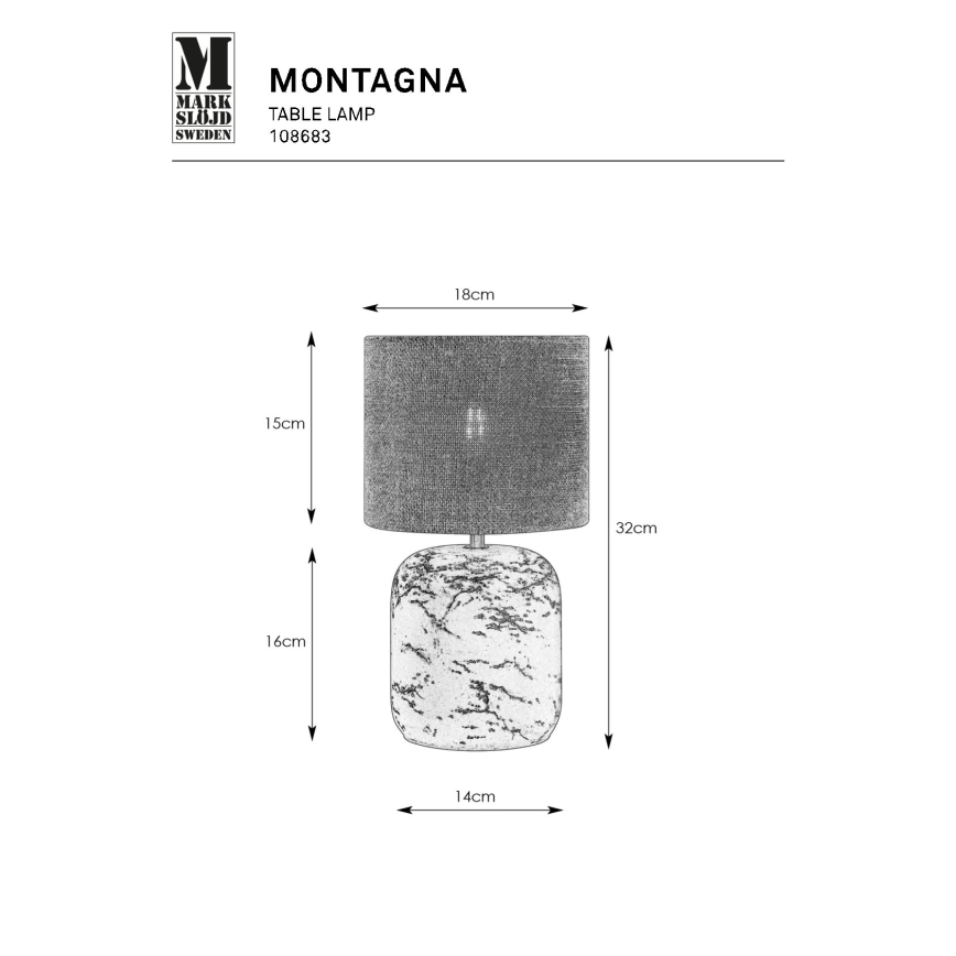 Markslöjd 108683 - Namizna svetilka MONTAGNA 1xE14/40W/230V 32 cm bež/črna