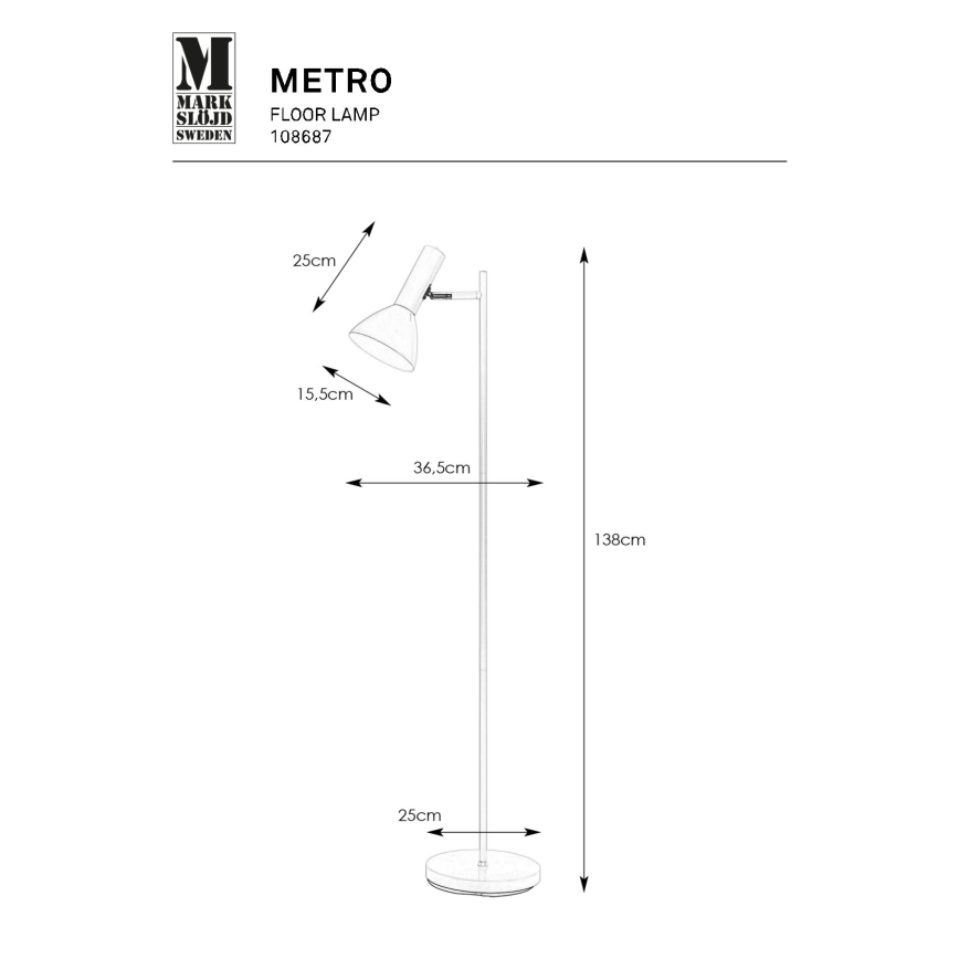 Markslöjd 108687 - Talna svetilka METRO 1xE27/40W/230V bela