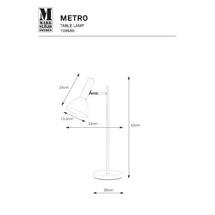 Markslöjd 108688 - Namizna svetilka METRO 1xE27/40W/230V bela