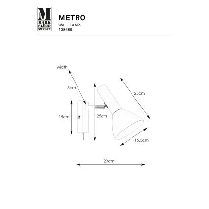 Markslöjd 108689 - Stenska svetilka METRO 1xE27/40W/230V bela