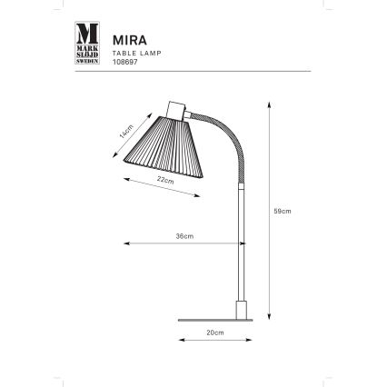 Markslöjd 108697 - Namizna svetilka MIRA 1xE14/40W/230V črna/bela