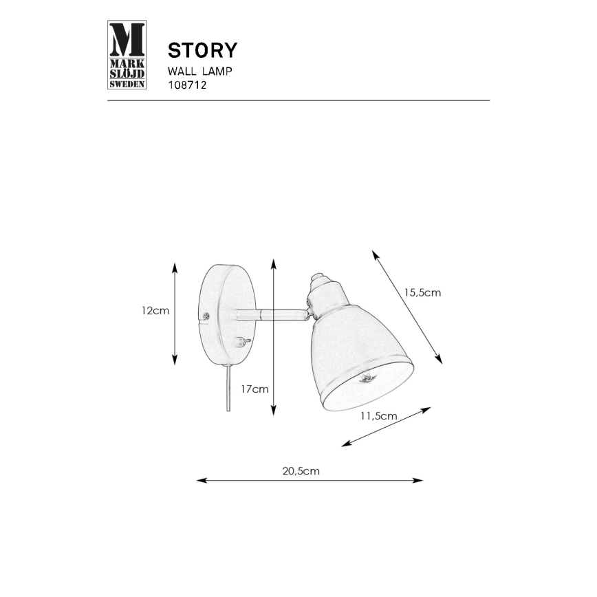 Markslöjd 108712 - Stenska svetilka STORY 1xE14/40W/230V črna