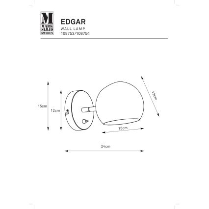 Markslöjd 108753 - Stenska svetilka EDGAR 1xE14/40W/230V črna