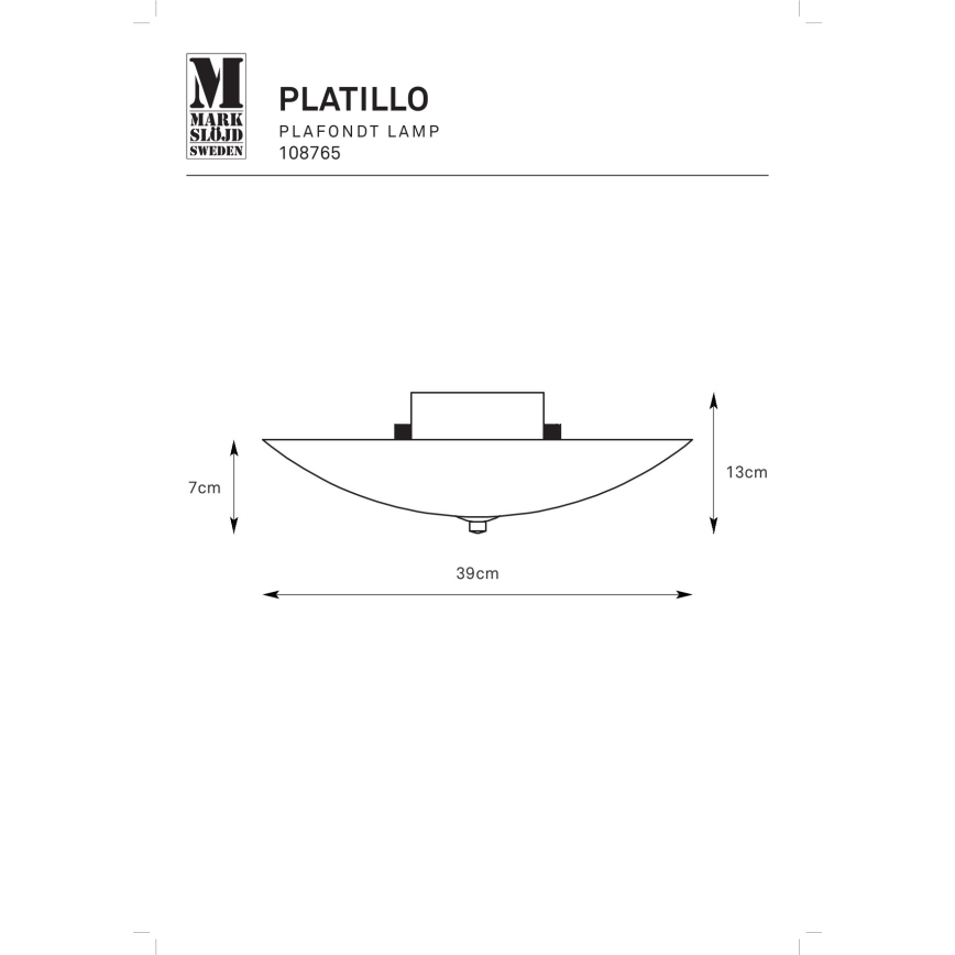 Markslöjd 108765 - Stropna svetilka PLATILLO 2xE27/40W/230V pr. 39 cm