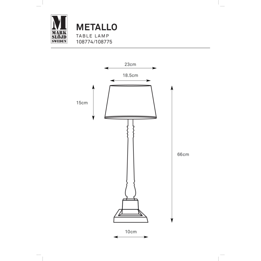 Markslöjd 108775 - Namizna svetilka METALLO 1xE27/40W/230V mat krom