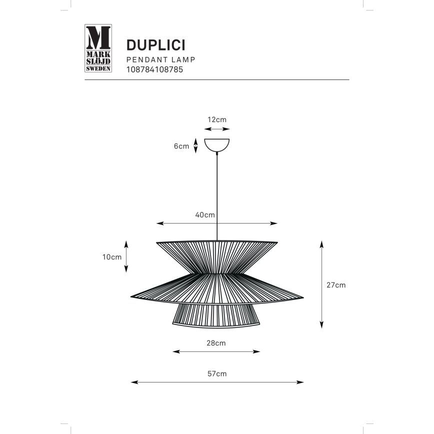 Markslöjd 108785 - Lestenec na vrvici DUPLICI 1xE27/40W/230V bež/bambus