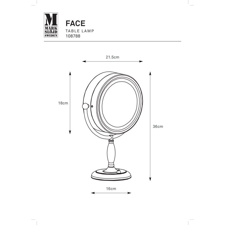 Markslöjd 108788 - Kozmetično ogledalo FACE 1xE14/25W/230V
