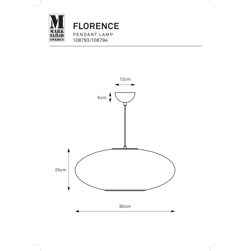 Markslöjd 108793 - Lestenec na vrvici FORENCE 1xE27/40W/230V pr. 60 cm črna