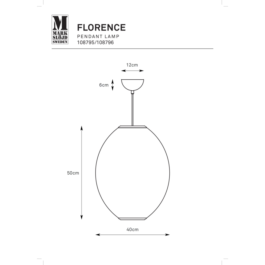 Markslöjd 108796 - Lestenec na vrvici FLORENCE 1xE27/40W/230V bela