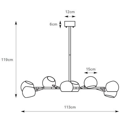 Markslöjd 108852 - Lestenec na drogu EDGAR 8xE14/40W/230V črna