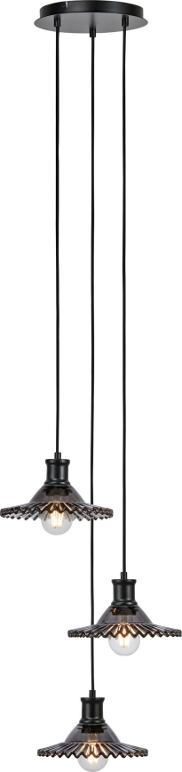 Markslöjd 108853 - Lestenec na vrvici NOVIA 3xE27/40W/230V črna/dimna