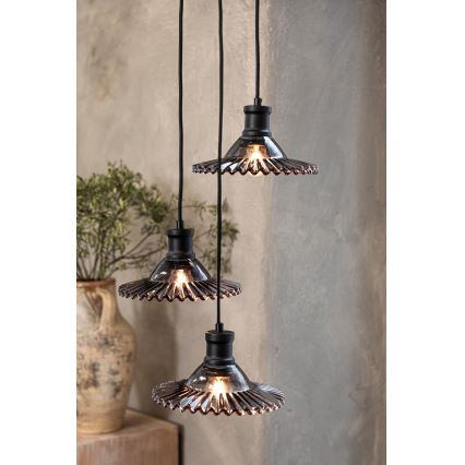 Markslöjd 108853 - Lestenec na vrvici NOVIA 3xE27/40W/230V črna/dimna