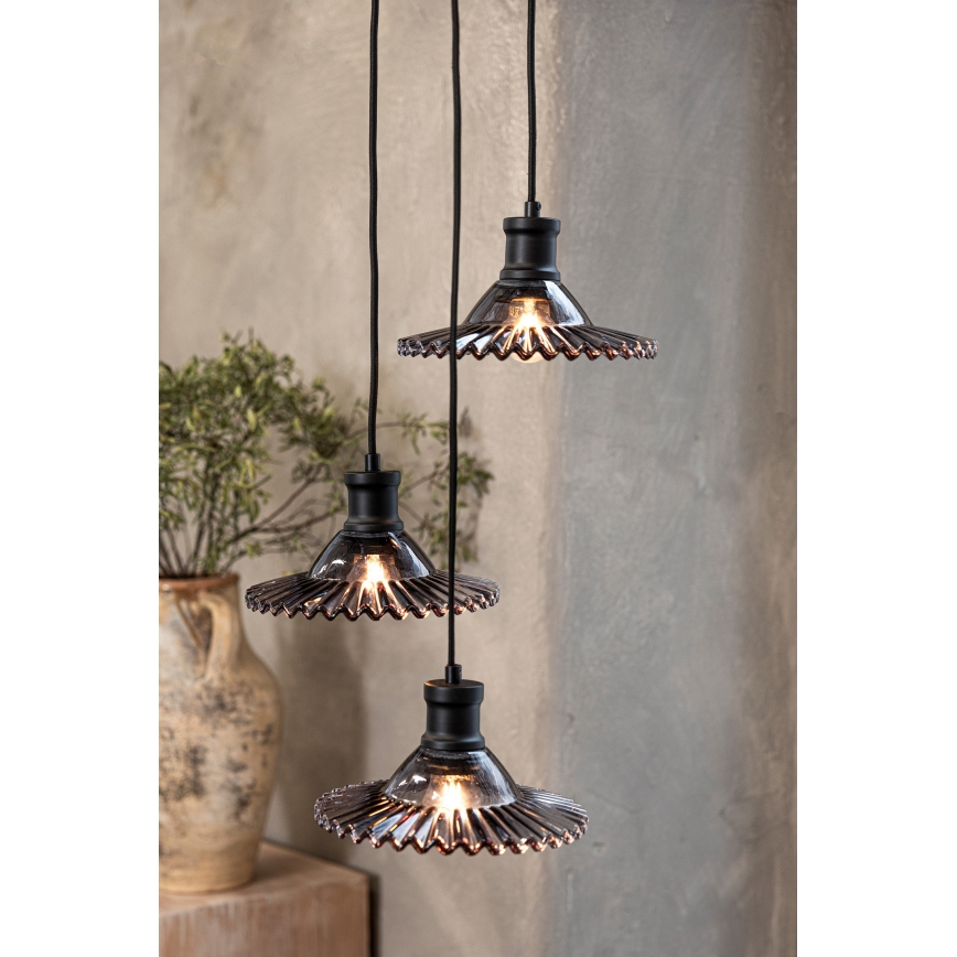 Markslöjd 108853 - Lestenec na vrvici NOVIA 3xE27/40W/230V črna/dimna