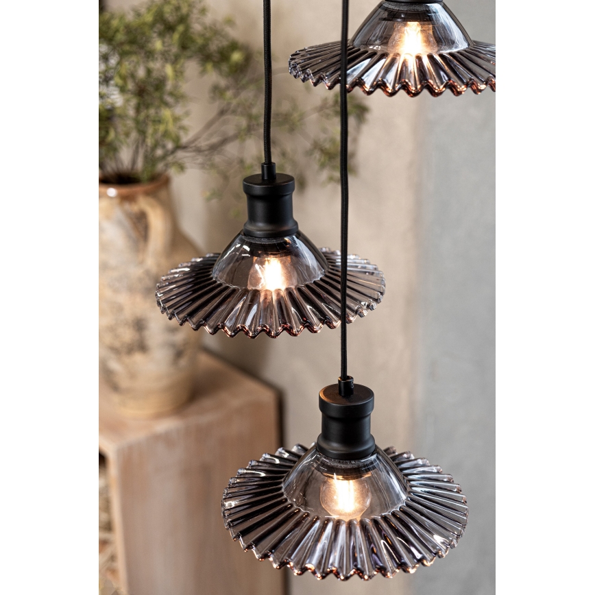 Markslöjd 108853 - Lestenec na vrvici NOVIA 3xE27/40W/230V črna/dimna