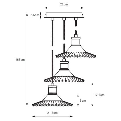 Markslöjd 108853 - Lestenec na vrvici NOVIA 3xE27/40W/230V črna/dimna