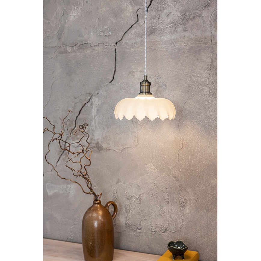 Markslöjd 108857 - Lestenec na vrvici KURAGE 1xE27/40W/230V medenina/bela
