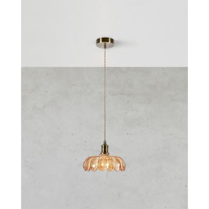 Markslöjd 108858 - Lestenec na vrvici KURAGE 1xE27/40W/230V medenina/dimna bež