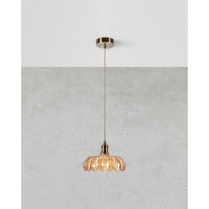 Markslöjd 108858 - Lestenec na vrvici KURAGE 1xE27/40W/230V medenina/dimna bež