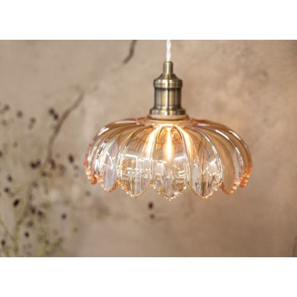Markslöjd 108858 - Lestenec na vrvici KURAGE 1xE27/40W/230V medenina/dimna bež