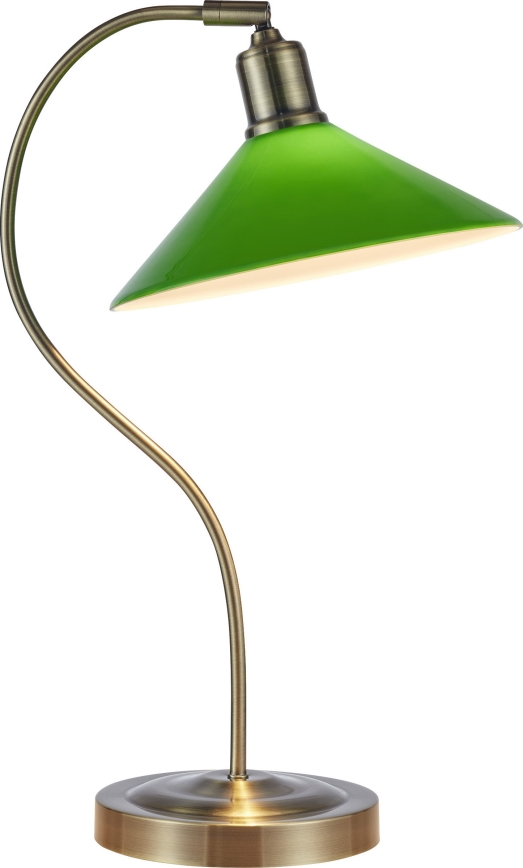 Markslöjd 108864 - Namizna svetilka VELA 1xE27/40W/230V medenina/zelena