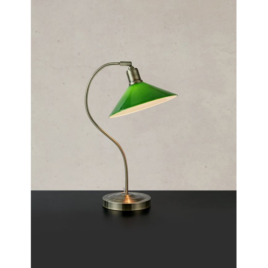 Markslöjd 108864 - Namizna svetilka VELA 1xE27/40W/230V medenina/zelena