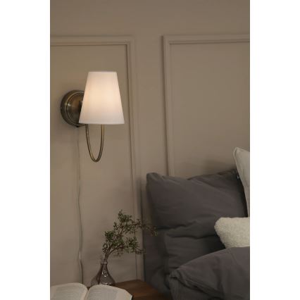 Markslöjd 108908 - Stenska svetilka AMAR 1xE14/40W/230V bela/medenina
