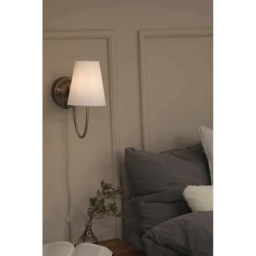 Markslöjd 108908 - Stenska svetilka AMAR 1xE14/40W/230V bela/medenina