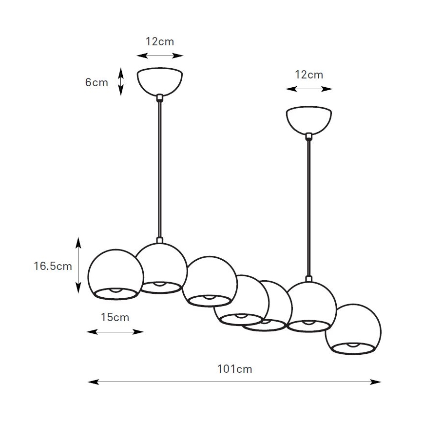 Markslöjd 108914 - Viseči lestenec na kablu CUPOLO 7xE14/40W/230V siva
