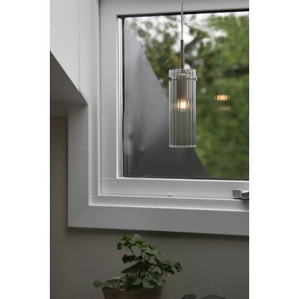 Markslöjd 109013 - Viseča svetilka TIBIA na kablu 1xE14/40W/230V prozorno steklo/medenina
