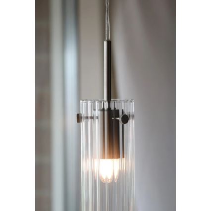 Markslöjd 109013 - Viseča svetilka TIBIA na kablu 1xE14/40W/230V prozorno steklo/medenina