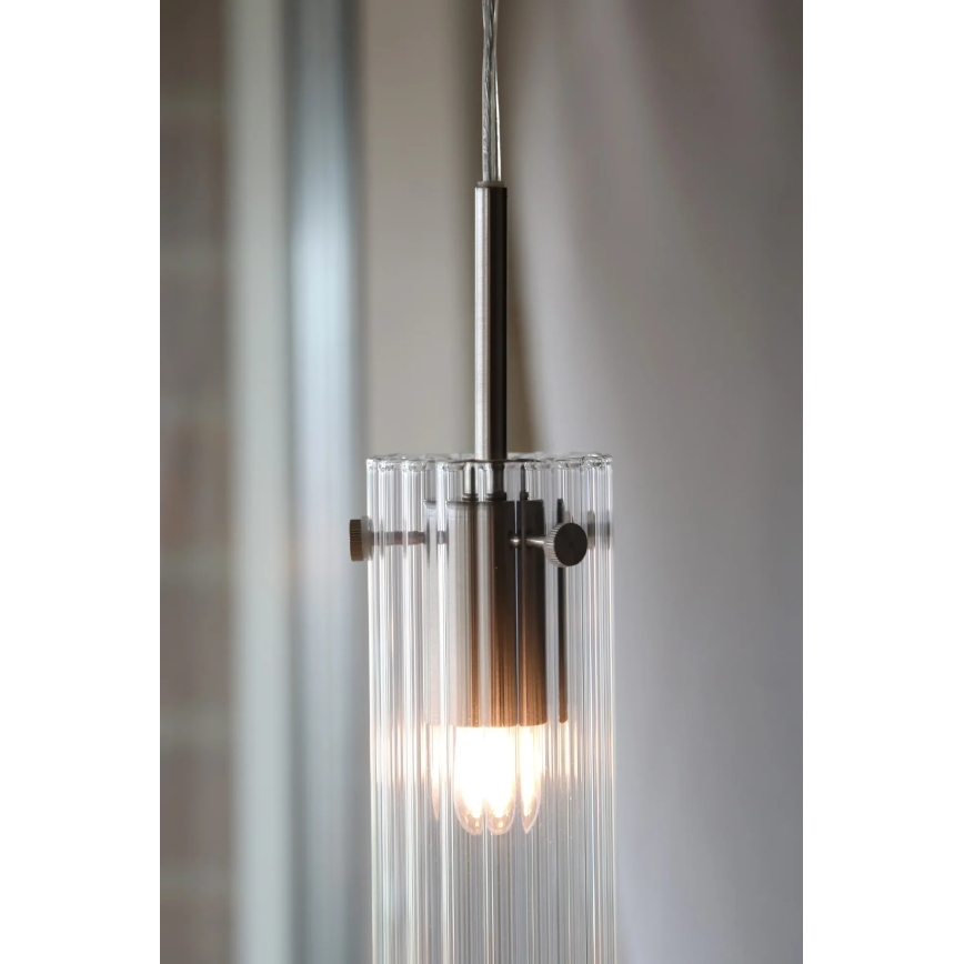 Markslöjd 109013 - Viseča svetilka TIBIA na kablu 1xE14/40W/230V prozorno steklo/medenina