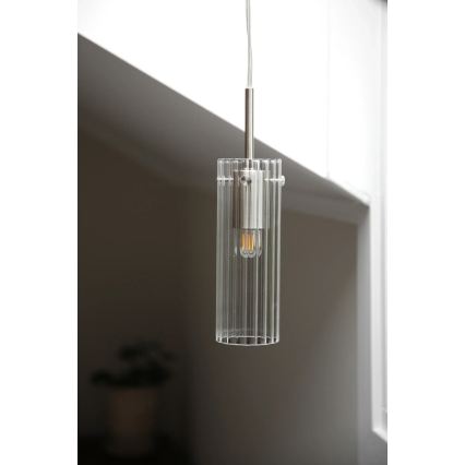 Markslöjd 109013 - Viseča svetilka TIBIA na kablu 1xE14/40W/230V prozorno steklo/medenina