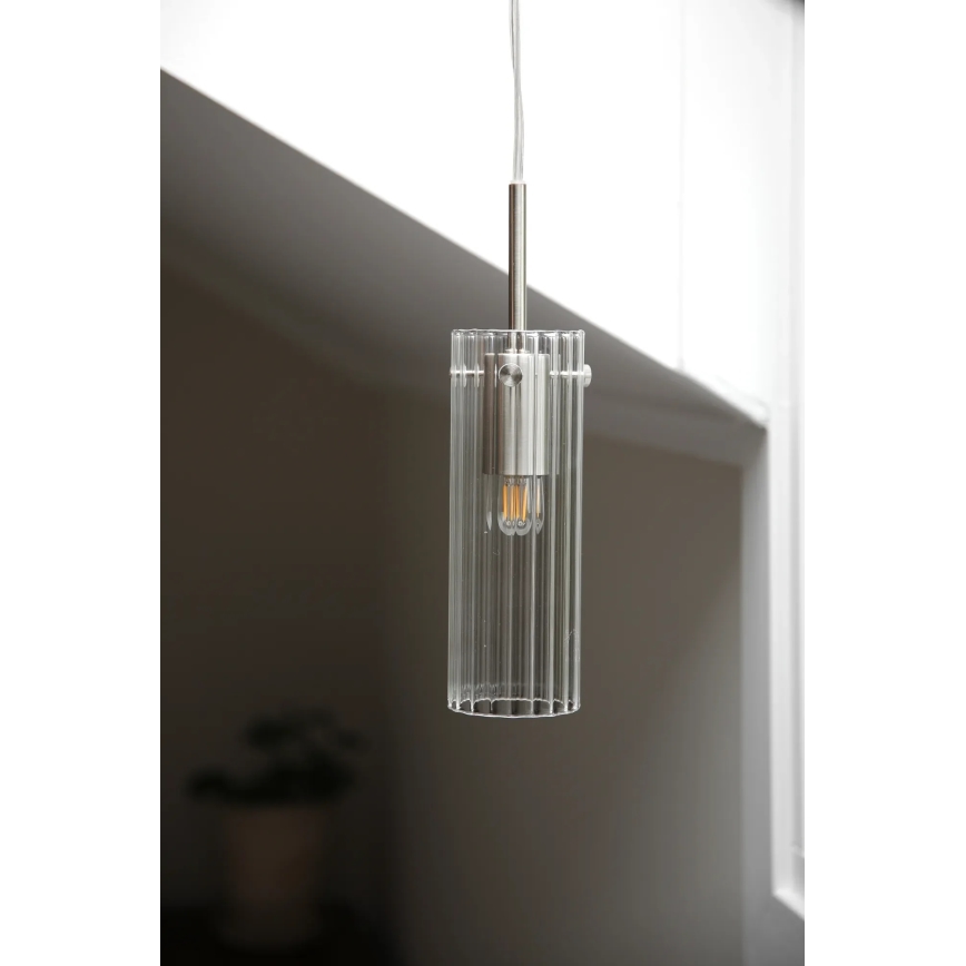 Markslöjd 109013 - Viseča svetilka TIBIA na kablu 1xE14/40W/230V prozorno steklo/medenina