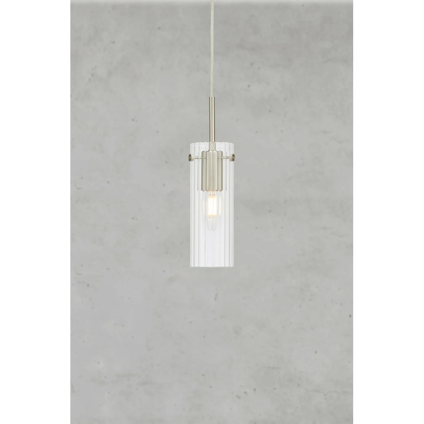 Markslöjd 109013 - Viseča svetilka TIBIA na kablu 1xE14/40W/230V prozorno steklo/medenina