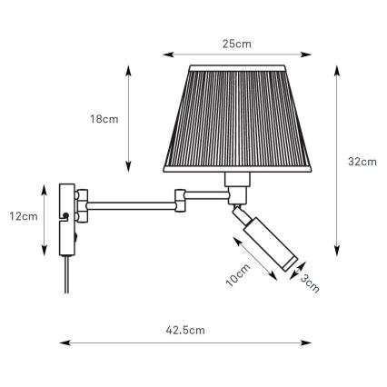 Markslöjd 109016 - LED stenska svetilka PIVOT 1xE27/40W/230V + LED/4W kremna/črna