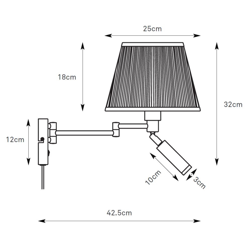 Markslöjd 109016 - LED stenska svetilka PIVOT 1xE27/40W/230V + LED/4W kremna/črna