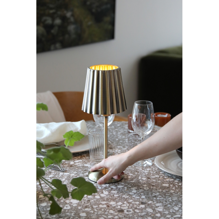 Markslöjd 109127 - LED zatemnjevalna polnilna namizna svetilka CELIA na dotik 1xE14/2W/2000 mAh iz medenine