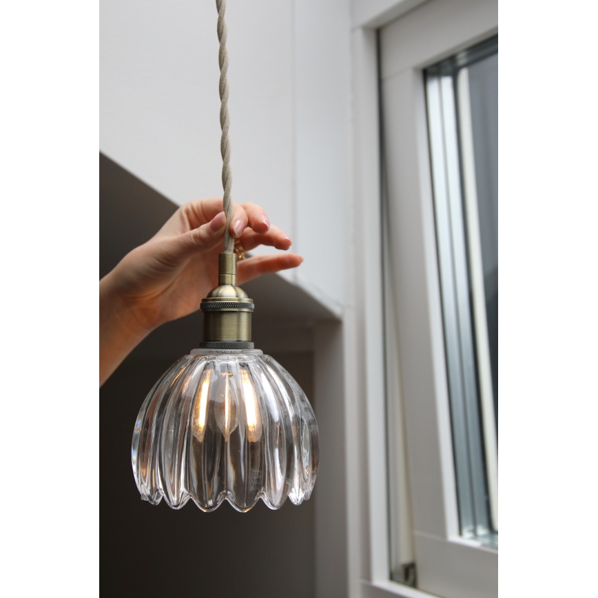 Markslöjd 109136 - Viseči lestenec na jeklenem lanku GOTA 1xE14/40W/230V premer 13 cm mesing/prozorno steklo