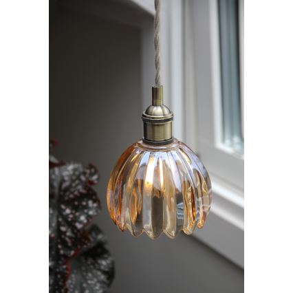 Markslöjd 109137 - Lestenec na jekleni vrvici GOTA 1xE14/40W/230V dimno bež/medenina