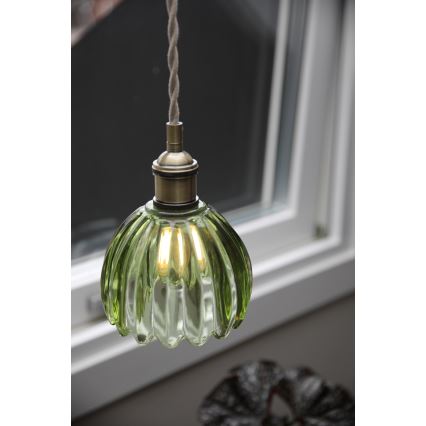 Markslöjd 109138 - Viseča svetilka na kablu GOTA 1xE14/40W/230V premer 13 cm dimljeno zelena/medenina