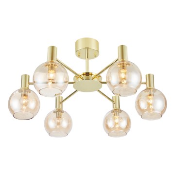 Markslöjd 109152 - Pritrjen lestenec AMBRA 6xE14/40W/230V, premer 75 cm, zlata/dimno bež