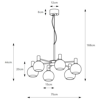 Markslöjd 109153 - Lestenec na kablu AMBRA 6xE14/40W/230V premer 75 cm zlata/dimno bež