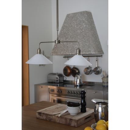 Markslöjd 109160 - Lestenec na drogu VELA 2xE27/60W/230V bela/medenina