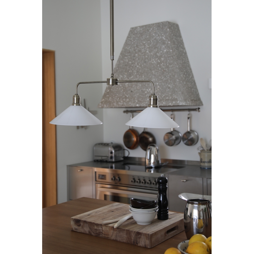 Markslöjd 109160 - Lestenec na drogu VELA 2xE27/60W/230V bela/medenina