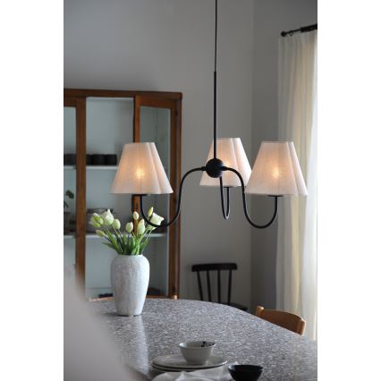 Markslöjd 109172 - Visilna svetilka na kablu VEYA 3xE14/40W/230V, premer 90 cm, lan/črna